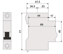 Dimension chart of the MCB BONEGAP-E-P