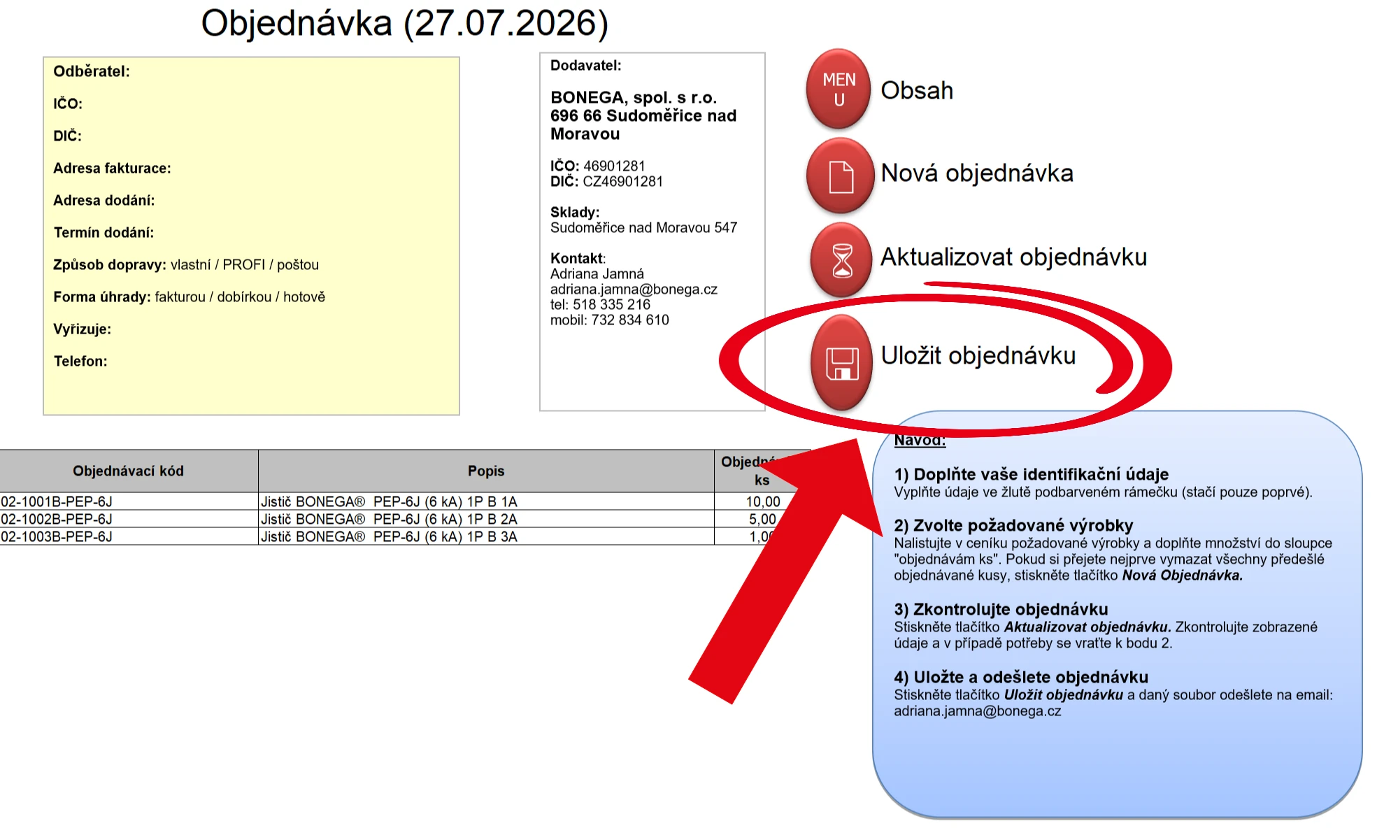 Uložit objednávku