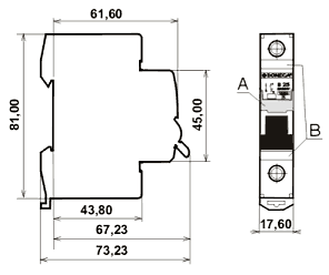 Rozměrové schema jističe BONEGA<sup>®</sup> E6000 E